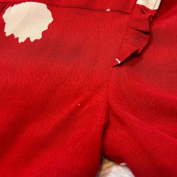 Ba&sh Paule Tiered Floral Midi Dress Medium Red Ruffle V-Neck - Picture 7 of 10